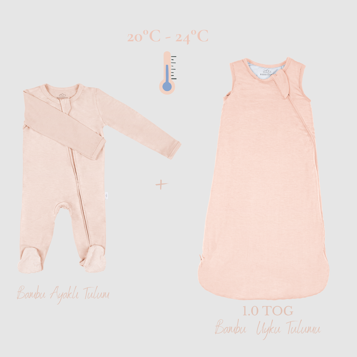 Organik Bambu 1.0 TOG Uyku Tulumu + Ayaklı Tulum Seti | 20–24°C
