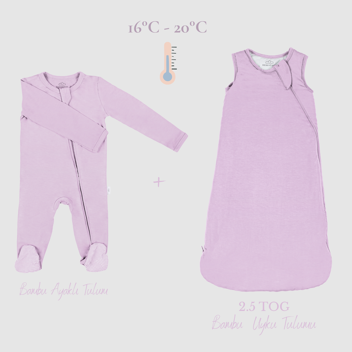 Organik Bambu 2.5 TOG Uyku Tulumu + Ayaklı Tulum Seti | 16–20°C