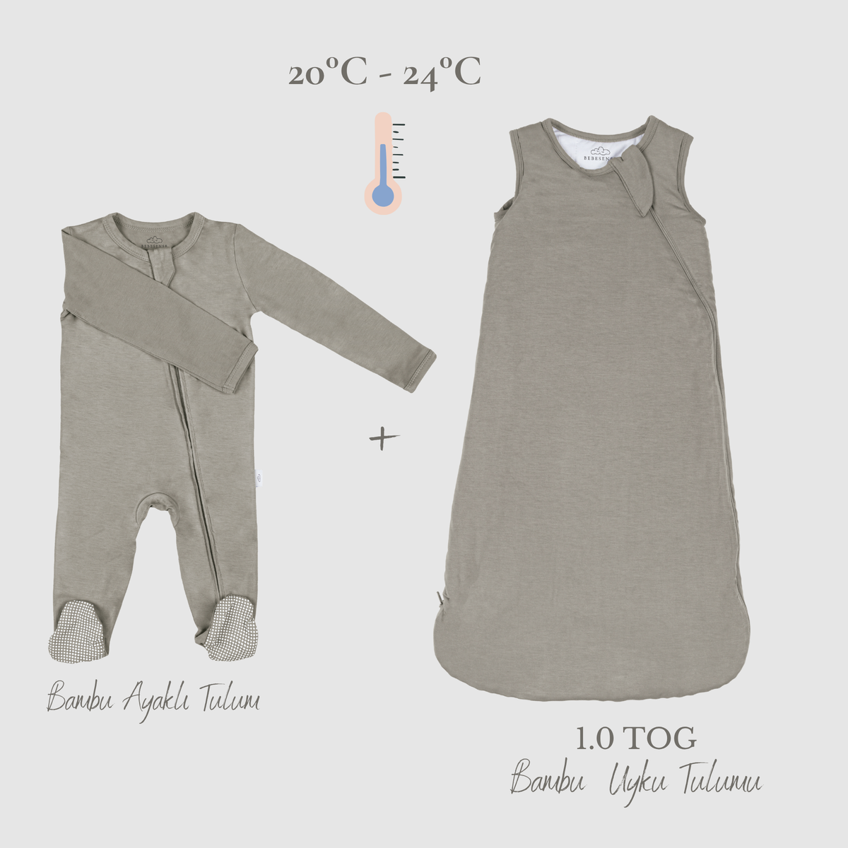 Organik Bambu 1.0 TOG Uyku Tulumu + Ayaklı Tulum Seti | 20–24°C