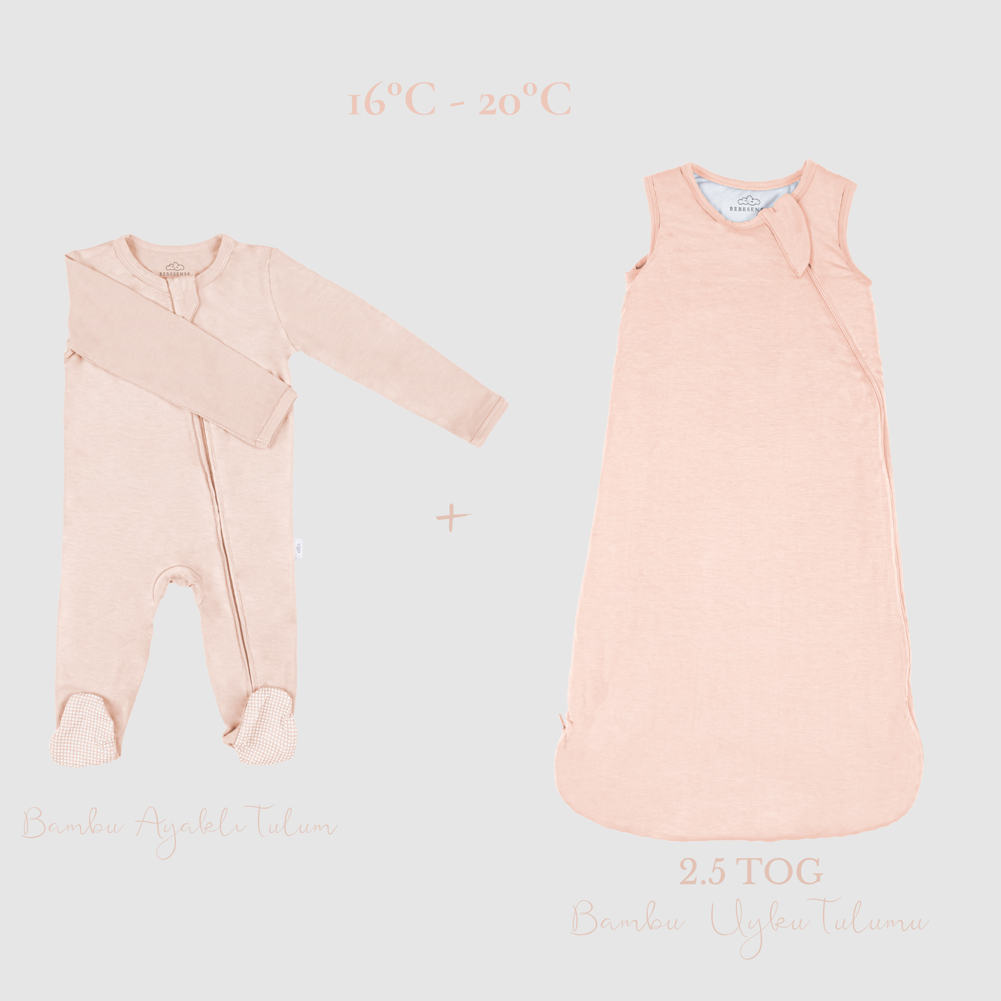 Organik Bambu 2.5 TOG Uyku Tulumu + Ayaklı Tulum Seti | 16–20°C