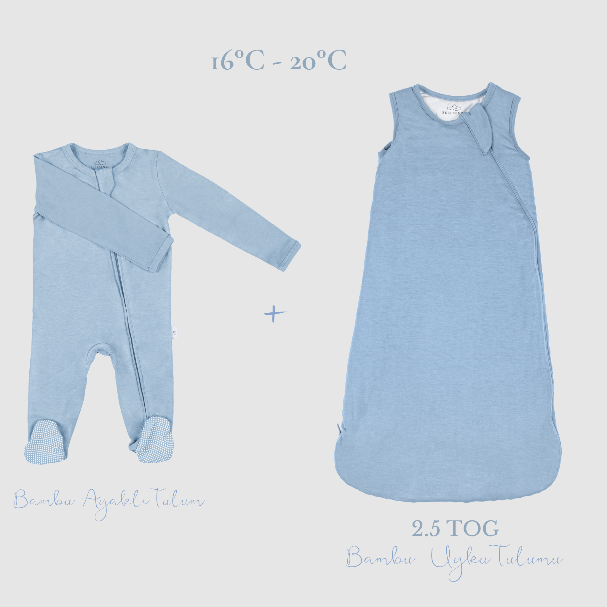 Organik Bambu 2.5 TOG Uyku Tulumu + Ayaklı Tulum Seti | 16–20°C